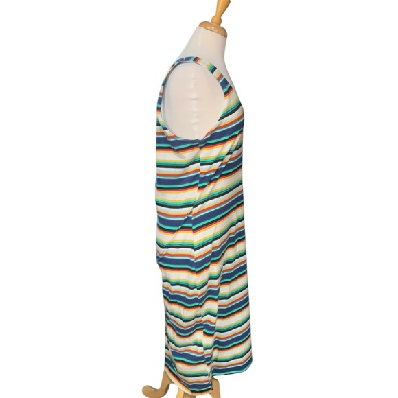 Vintage sleeveless multi color striped body con dress from Express size xl - Picture 5 of 6